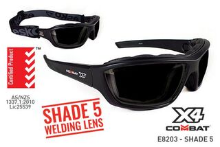 COMBAT X4' Safety spec, Foam seal, Shade Welding 5 Lens - Esko