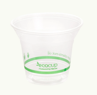 300ml Clear Cold Cup PLA Green logo - Ecoware