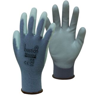 Messina Grey Nylon Gloves, Polyurethane Palm Coating Medium - Bastion