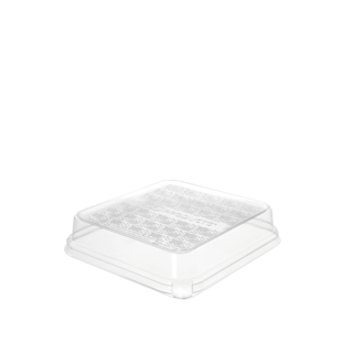 PLA Lid, Fits 3 Compartment 7in Sugarcane Square, Clear - Detpak