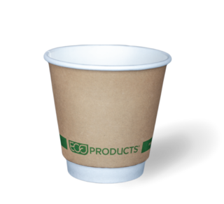 8OZ Squat Double Wall 'Greenstripe' PLA Hot Cup - Detpak