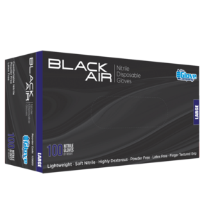 Nitrile Black Gloves PowderFree LARGE - Black Air