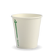 6oz Coffee Cups White Green Line (80mm) Single Wall - BioPak