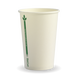 10oz Coffee Cups White Green Line (80mm) Single Wall - BioPak