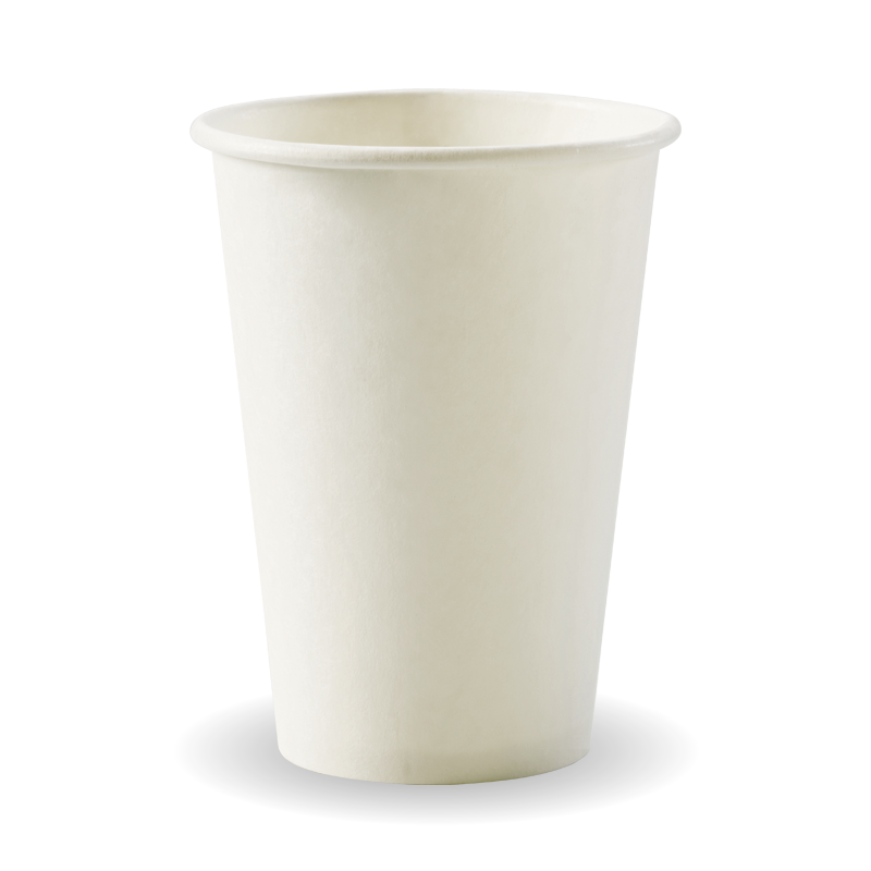 10oz Coffee Cups White (80mm) Single Wall - BioPak