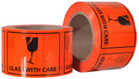 GLASS WITH CARE printed labels on a roll (660 labels/roll) - Pomona