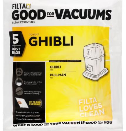 FILTA GHIBLI AS5 MICROFIBRE VACUUM CLEANER BAGS 5 PACK - Filta