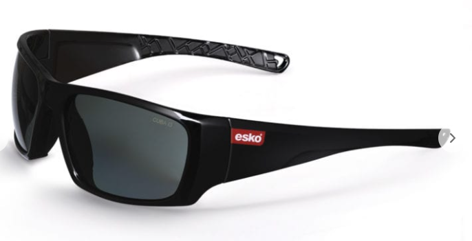 CUBA Safety Glasses, Gloss Black Frame, Smoke Lens - Esko