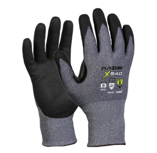Razor X540, Blue UHMWPE Cut Level 5 Glove, Reinforced, L - Esko