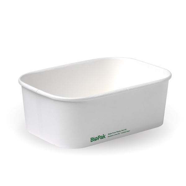 750ml Rectangle PLA lined container - FSC Mix - white - BioPak