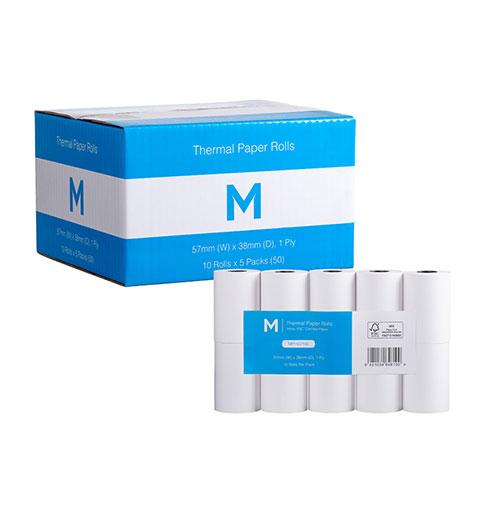 Thermal Paper Roll - White, 57mm x 38mm, 1 Ply, FSC® Mix *Eftpos Machine - Matthews Packaging