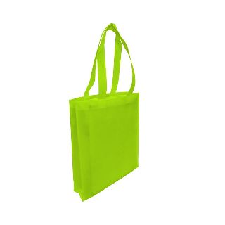 Non-Woven Tote Bag with Gusset - LIME GREEN - Ecobags