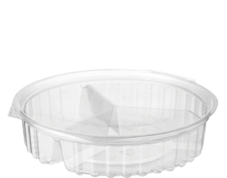 Eco-Smart' Clearview 3 Compartment Bowls 20 oz Hinged Flat Lid,  Clear - Castaway