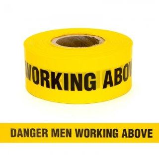 Tape "DANGER MEN WORKING ABOVE", Black/Yellow, 75mm x 250m - Esko