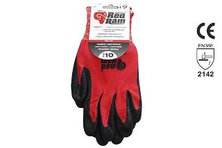 RED RAM' Black sandy Latex Red Polyamide Liner, w/header card, Size 8 - Esko