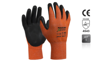 RAZOR X550 Nitrile coated Cut Resistant Level5 Orange SIZE 9 - Esko