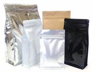Flat Bottom with Zipper Food Pouch 1Kg Black Shiny 195X90X295mm Carton 500