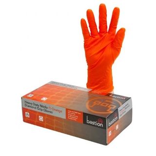 Nitrile Orange Diamond Grip Gloves, XX-Large - Bastion